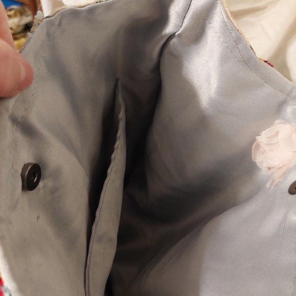 Large Hand Crafted Tapestry Fringe Purse Boho Crossbody Bag Upcycled - Picture 5 of 5